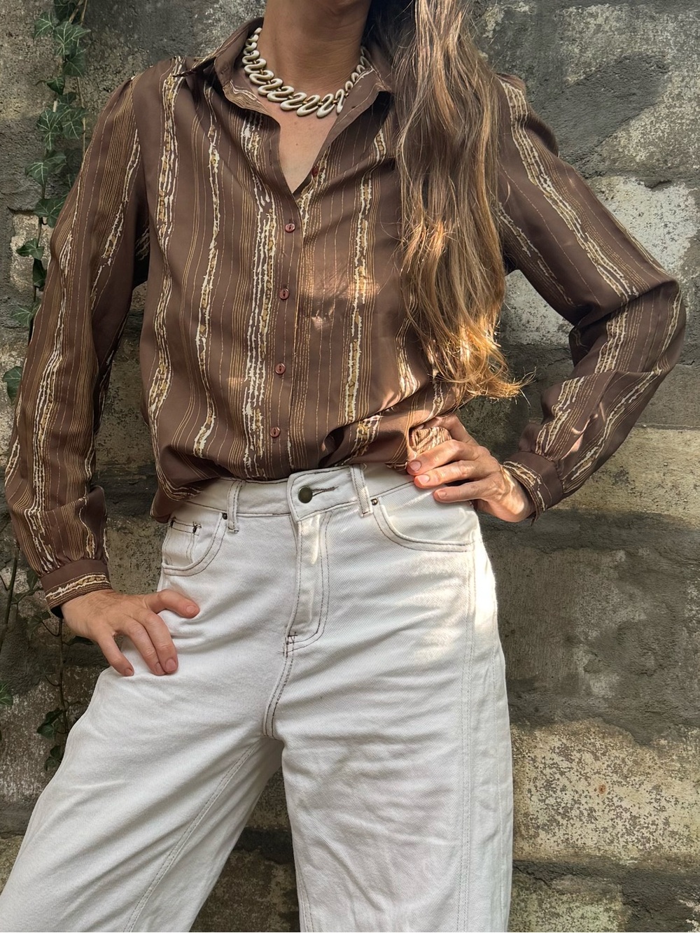 VTG Blouse with Tree Bark Type Pattern - Picture 8 of 16